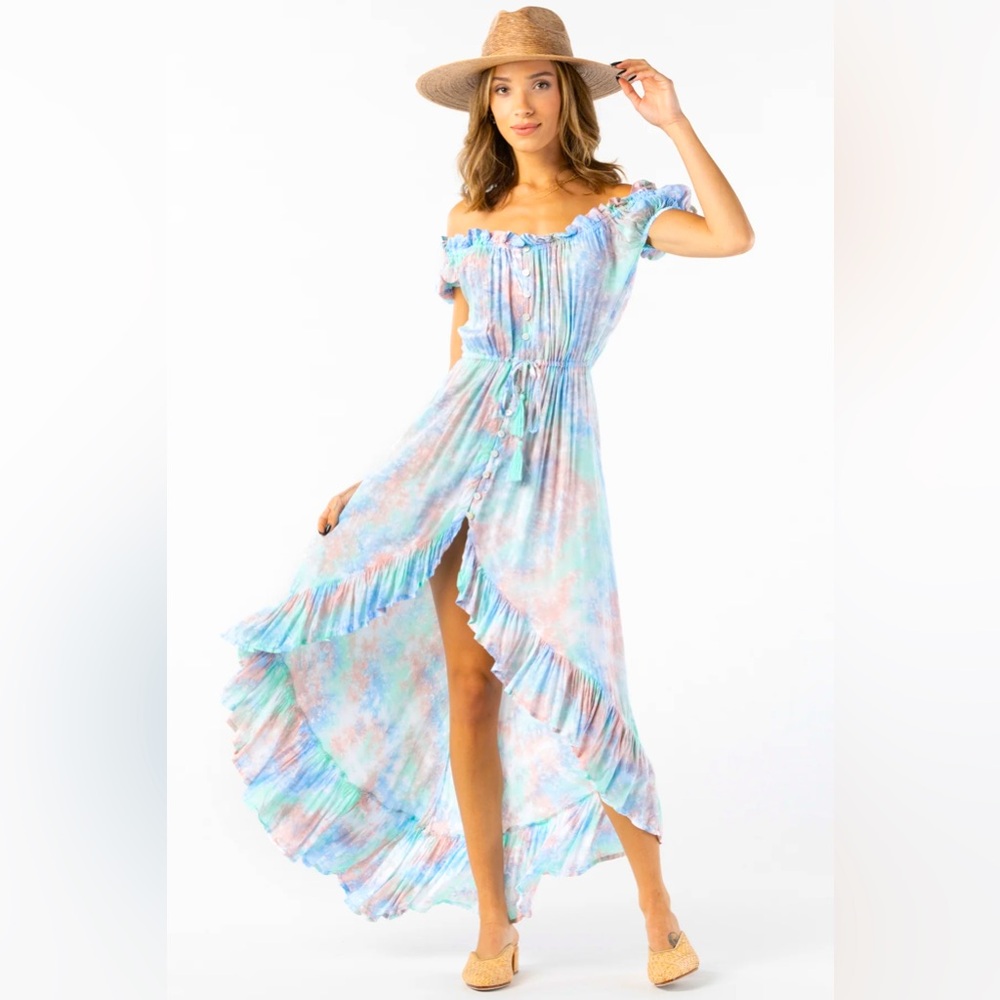 Tiare Hawaii Riviera maxi dress size S/M blue aqua smoke